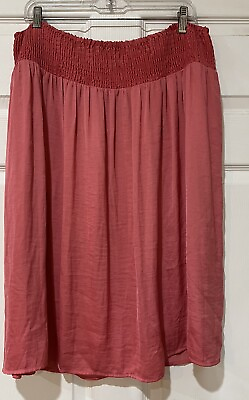 #ad Liz Claiborne Career Women’s Size L Pink Satiny Pull Lined Elastic Waist Skirt $10.00