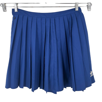 #ad Adidas skirt logo hem pleated tennis miniskirt blue size 14 $44.99