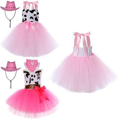 #ad Kids Girl Dress Set Party Outfits Cosplay Costume Shoulder Straps Dress Up $13.01