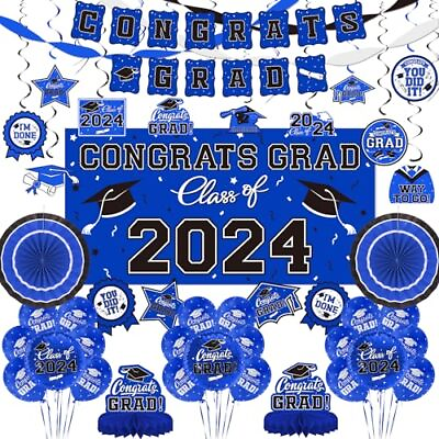 #ad 2024 Graduation Decorations Set Congrats Grad Banner Class of 2024 Backdrop $38.32