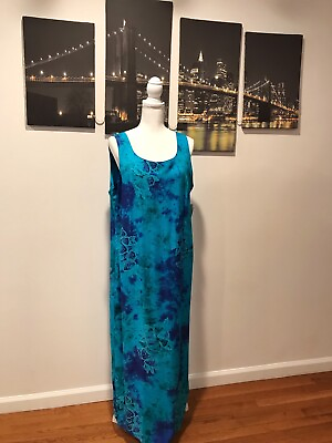 #ad Long MAXI Dress Blue Floral NWT $18.00