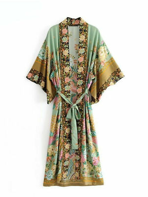 Bohemian Kimono robe for women Ladies V neck Tassel Summer dress boho cover up $37.93