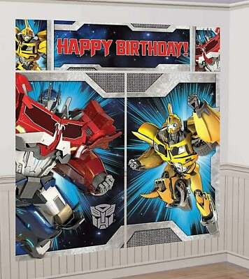 #ad Transformers Scene Setter Wall Decorating Prime Birthday Party Over 6 Feet Tall $13.99