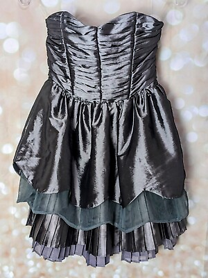 #ad Sanjoy Women#x27;s Junior#x27;s Silver Short Formal Party Cocktail Homecoming Dress Sz S $35.95