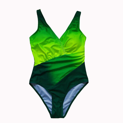 #ad 2021 New Sexy Green Gradient Color One Piece Beachwear Swimsuit Plus Size 1X $22.94