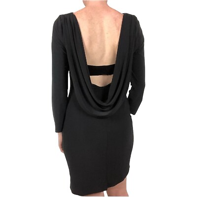 #ad #ad Jay x Jay Godfrey Black Open Back Sash Loop Cocktail Dress 3 4 Sleeve Women#x27;s 6 $44.99