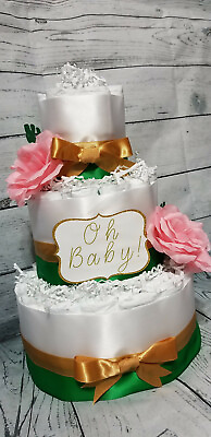 3 Tier Diaper Cake Oh Baby Baby Shower Diaper Cake for Baby Girl Boho $66.00