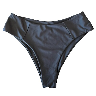 #ad Solid Black Basic High Waisted Pull On Swim Bikini Bottoms $7.50