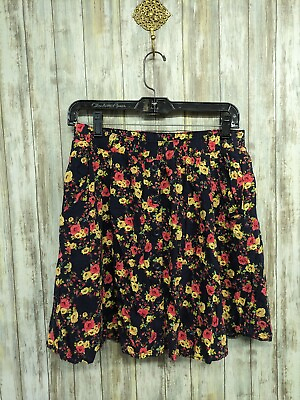 #ad Forever 21 XXI Floral Mini Skirt Buttons Pockets Lined Colorful Size Medium $10.00