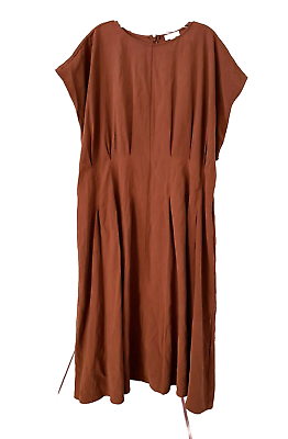 #ad #ad NWT NORDSTROM Plus Size 3X Pleated Waist A line Maxi Dress Rust Henna Brown $49.99