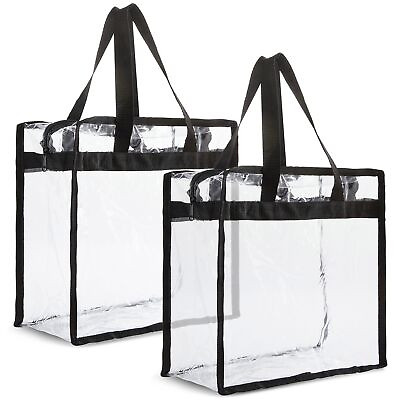 2 Pack Stadium Approved Clear Tote Bags with Handles for Beach Concert 12x6x12quot; $13.99