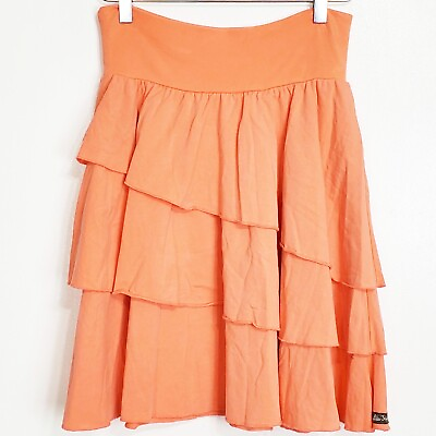 #ad Matilda Jane womens medium diagonal ruffle skirt orange pull on a line boho $29.95