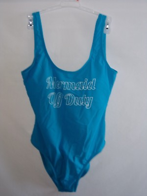 #ad NWT designer one piece swimsuit size Juniors M 7 9 Mermaid off duty $12.79