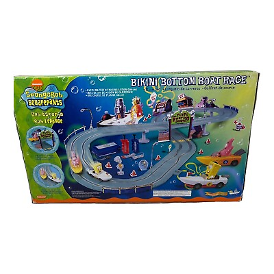 #ad NEW 2002 Spongebob Bikini Bottom Boat Race Set SpongeBob SquarePants Nickelodeon $149.95