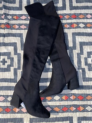 #ad Knee High Black Stretch Boots Size 8 Rouge $20.00