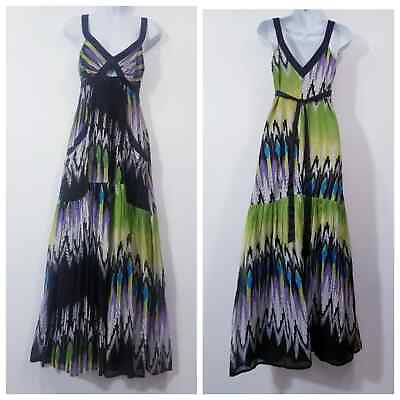 #ad #ad Bebe Women size XSS Midriff Printed Maxi Dress Colorful Multicolor Sleeveless $50.00
