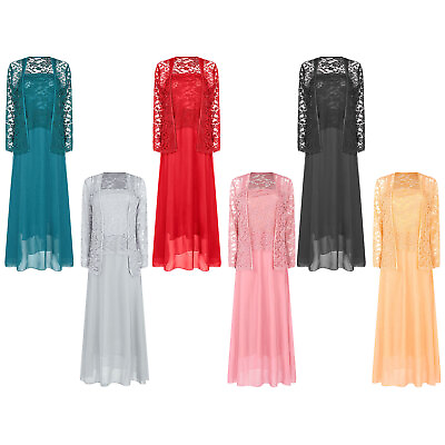#ad Womens Two Piece Party Dress Lace 2Pcs Chiffon Dress Elegant Club Breathable $15.99