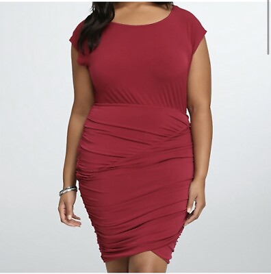 #ad Torrid Dress Burgundy Red Stretchy Bodycon Holiday Party Plus Size 3 3X 22 24 $29.99