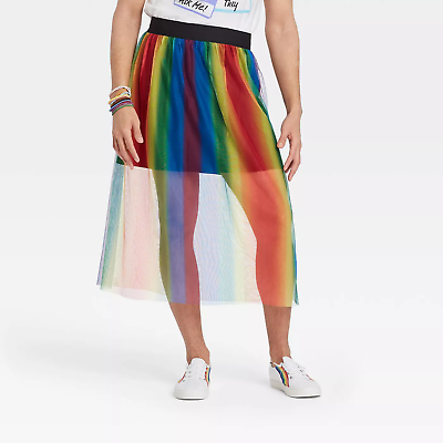 Pride Gender Inclusive Adult Rainbow Tutu Below Knee Skirt Size Large $15.92