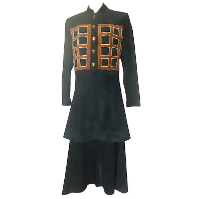 #ad marsha de Arriaga genuine leather skirt suit set $950.00