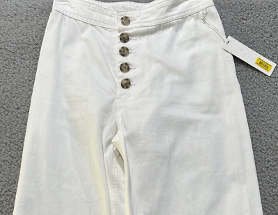 #ad Dillards Every Womens Pants Size 4 26 White Sailor High Rise Wide Leg Pants $18.97