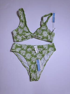 #ad CUPSHE Bikini Set for Women Two Piece Swimsuits High Waist Floral Print Sz M $21.99