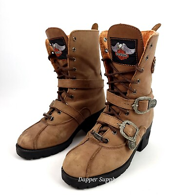 #ad Harley Davidson Women#x27;s Motorcycle Boots Brown Unknow Size $36.57