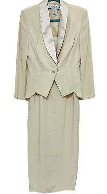 #ad Lillie Rubin ivory vintage embellished maxi dress suit 2pc womens size medium $104.30