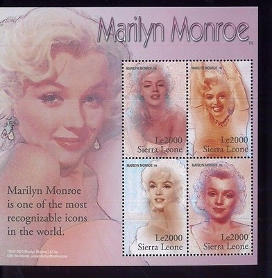 #ad MARLYN MONROE Mini of Sheet of 4 #2683 MNH Sierra Leone E60 $7.00