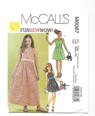 McCall#x27;s 6067 Girl#x27;s and Girl#x27;s Plus Dresses Size Girl 7 14 Sewing Pattern $9.50