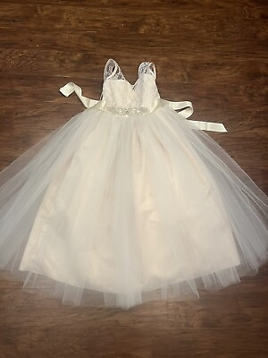 #ad Girls Ball Gown Party Bridesmaid Flower Girl Champagne Dress 6 7 8 $12.99