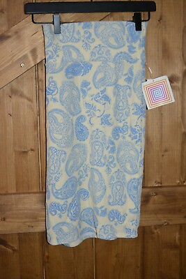 LuLaRoe Women#x27;s Size XS Cassie Pencil Skirt Pale Yellow Cream Blue Paisley NWT $16.12
