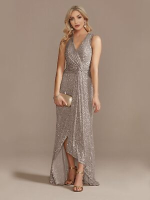 #ad Luxury Evening Dress Elegant Slit Party Women Wedding Sequins Formal Prom Dress $92.11