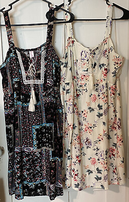 #ad Lot of 2 Lace Up Bodice Summer Dresses for Women Size XL Junior Sizes 15 17 $10.00