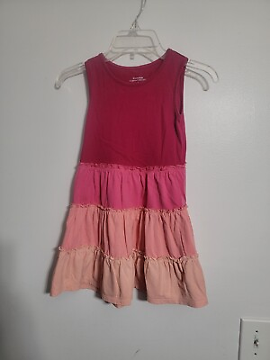 #ad #ad Garnet Hill Green Cotton Organic Dress Girls Small PinkTiered Sleeveless Dress $16.12