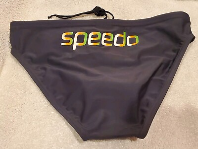 #ad SPEEDO Made in Australia 5CM sides Mens Swim Brief Sz 32 REAR LOGO Gray NEW $29.99