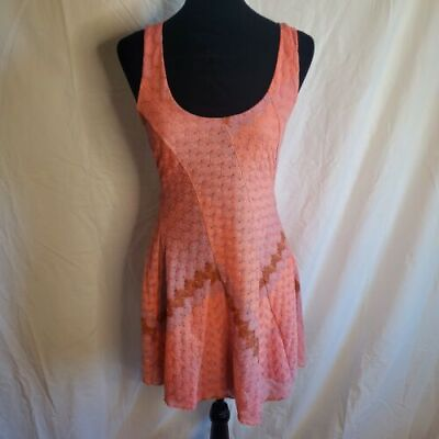 #ad Free People Coral Pink Fit Flare Short Sleeveless Boho Dress XS $11.49