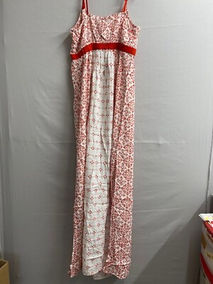 #ad Forever 21 Juniors Dress Red Floral Abstract Print Maxi Tie Shoulder Size Medium $10.80