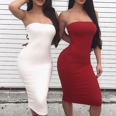 #ad #ad Women Sexy Dress Party Sleeveless Straight Long Bodycon Backless Party Dresses $6.69
