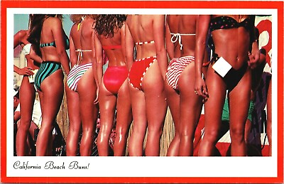 #ad CALIFORNIA GIRLS Beach Buns Postcard 80s BIKINI CONTEST $7.03