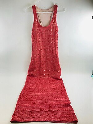 #ad Lauren Conrad Dress Size Small Pink Sexy Long Dress Sleeveles Scoop Neck Knitted $16.89
