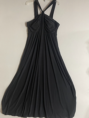 #ad Soma Dress Women XL Black Maxi Knit Casual Halter Pullover Intimates Nightgown $27.99