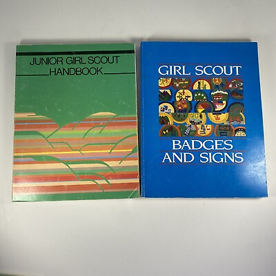 1986 Junior Girl Scout Handbook amp; 1990 Badges And Signs Vintage Ephemera 90#x27;s $9.95