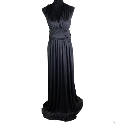 #ad Express black maxi prom dress open back mermaid hem size medium stretchy new $35.00