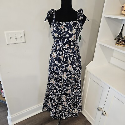 #ad Dip Maxi Dress XS Garden Floral NAVY Blue White New With Tags $34.99