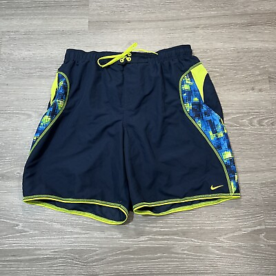 #ad #ad Nike Swimsuit Men 2XL Blue High Performance Elastic Waist Stretch Swim Shorts $8.99