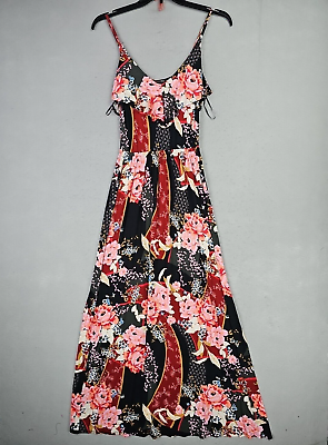 #ad Express Maxi Dress Womens S Black Floral Strappy V Neck Spring Summer Elegant $18.48