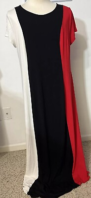 #ad Lane Bryant Colorblock Maxi Dress Short Sleeve Soft Jersey Knit Sz 18 20 Comfort $17.00