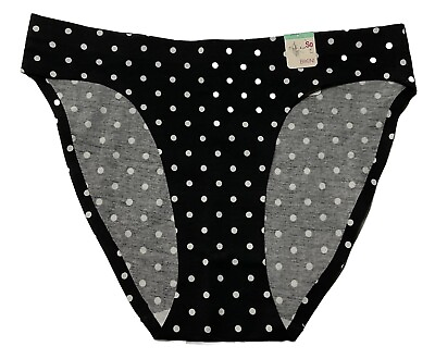 #ad NWT SO Intimates Cotton Bikini Panties Size M Black With White Dots $6.00