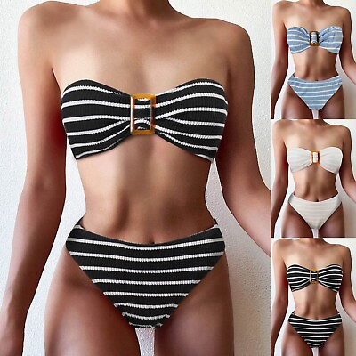 #ad Bikini Swimsuits For Women Plus Size 2 Pieces Sexy V Neck Swimming Sailing $15.88